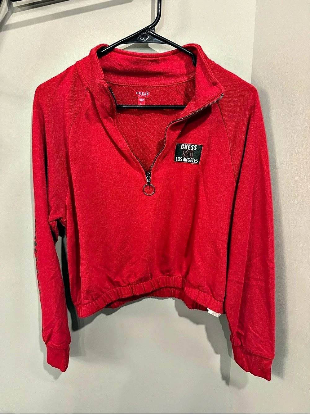 GUESS Red Quarter-Zip Sweatshirt